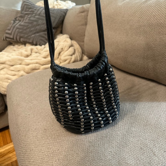 Black Zara  Studded Bucket Bag - Picture 2 of 7